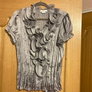 Women Dress Barn blouse. Size L. 100%polyester. Hand wash cold. Silver color.